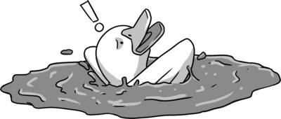 a rubber duck drowning in tar