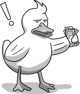 a rubber duck trying to give you money, a la the 'take my money' meme